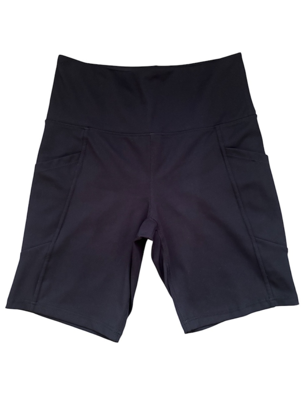 Fabletics Black High-Rise Bike Shorts with Side Pockets